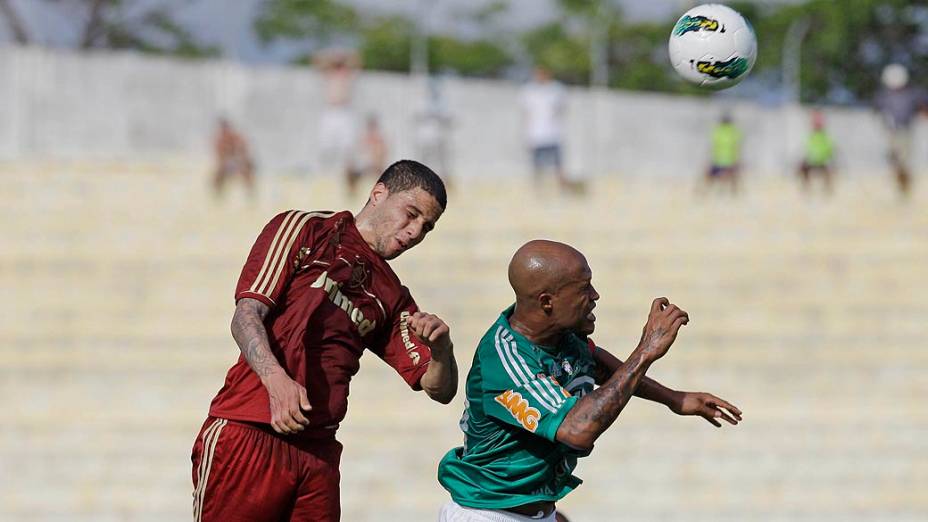 Bruno, do Fluminense e Marcos Assunção, do Palmeiras durante partida válida pelo Campeonato Brasileiro de Futebol 2012