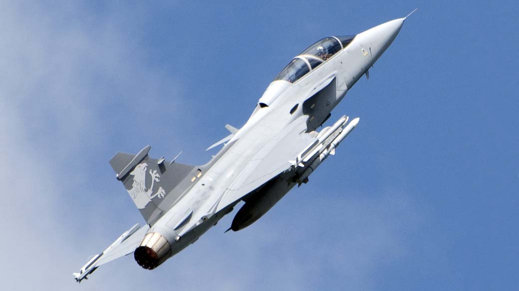 Caça Gripen, da sueca SAAB