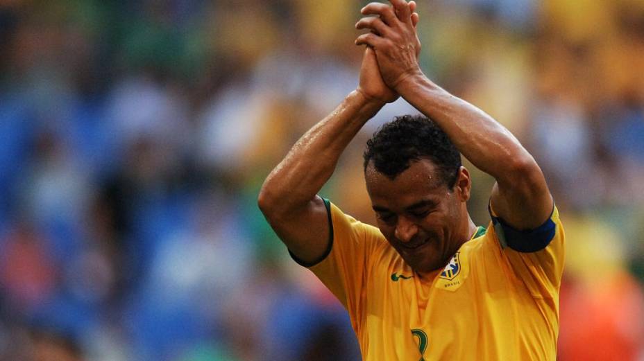 Cafu na partida entre Brasil e Austrália na Copa do Mundo de 2006, a última de sua carreira