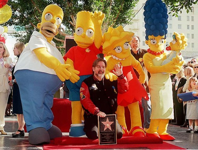 Os Simpsons ganharam sua estrela junto a seu criador, Matt Groening.
