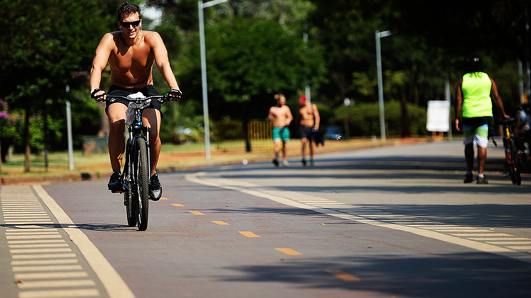 Pessoas aproveitam tarde ensolarada no parque do Ibirapuera