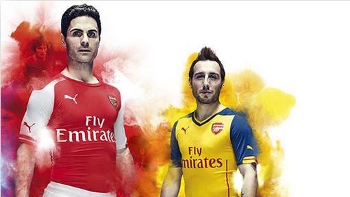 Nesta temporada, o Arsenal passará a vestir Puma. O amarelo foi mantido na cor do segundo uniforme