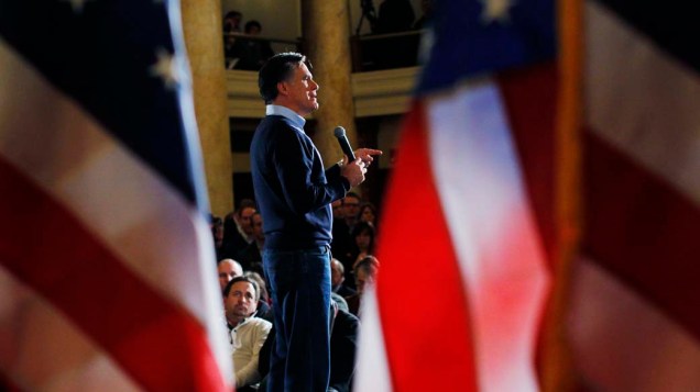 Mitt Romney durante campanha presidencial em Iowa, Estados Unidos