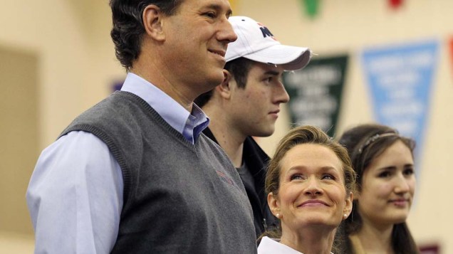 Rick Santorum durante campanha presidencial em Iowa, Estados Unidos