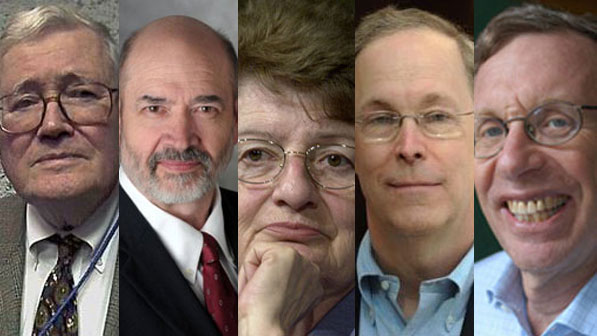 Os mais cotados ao Prêmio Nobel de Economia 2011: (da esquerda para direita) Gordon Tullock, Halbert L. White, Anne Osborn Krueger, Douglas Diamond e Jerry Hausman