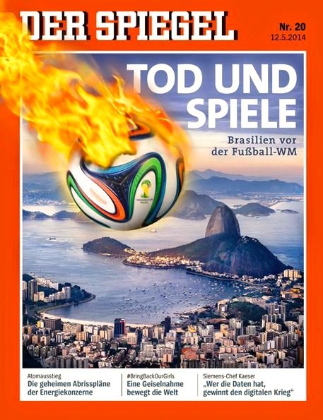 Ilustração da capa da revista Der Spiegel sobre a Copa do Mundo