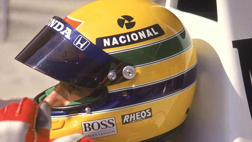 Ayrton Senna, no GP da Espanha de 1991: com as cores do Brasil