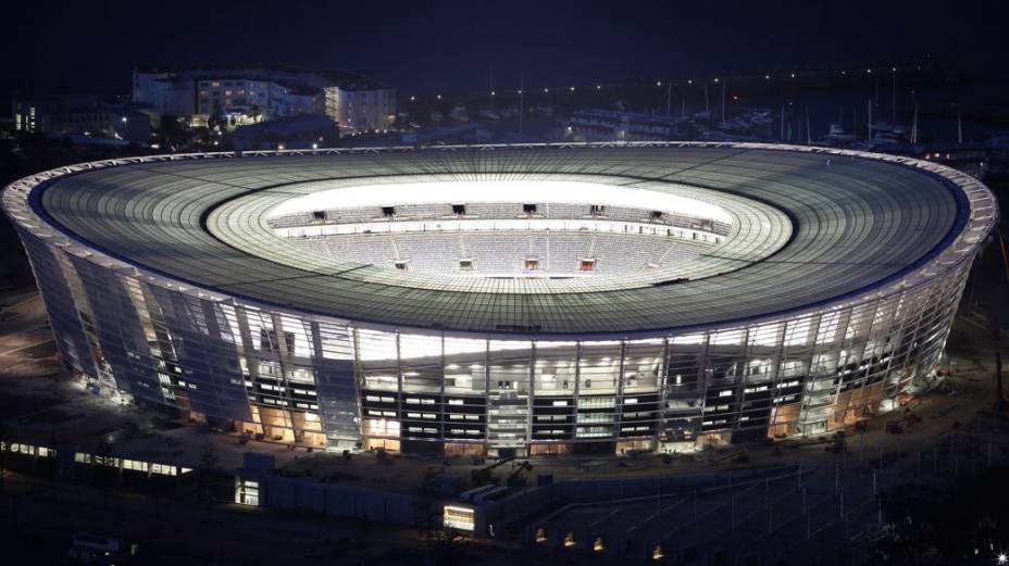 O Cape Town Stadium, na Cidade do Cabo, África do Sul