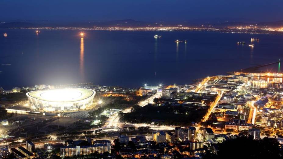 O Cape Town Stadium, na Cidade do Cabo, África do Sul