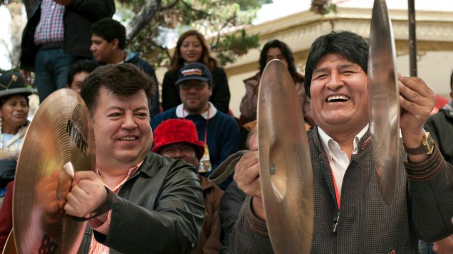 O presidente da Bolívia Evo Morales no carnaval de Oruro