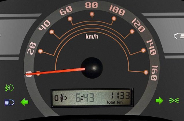 Instrumento único no painel, o velocímetro marca máxima de 160 km/hora, mas só chega a 100 km/h.