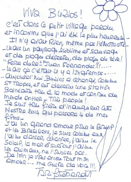 Carta de Brigitte Bardot a Búzios