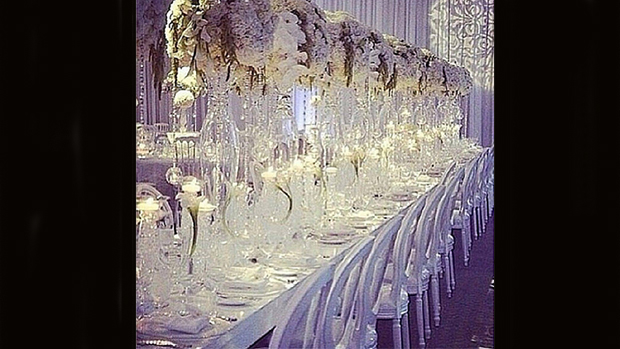 Detalhe da decoração do casamento de Kim Kardashian e Kanye West