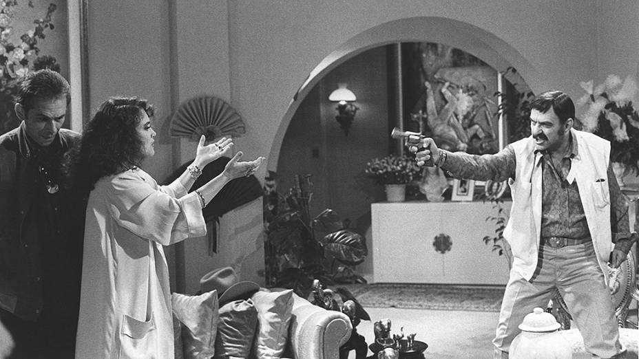 José Wilker, Regina Duarte e Lima Duarte na novela Roque Santeiro em 1985