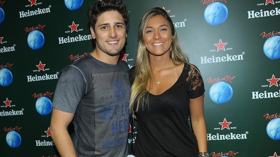 Daniel Rocha e Rafaella Cito no camarote da Heineken na Cidade do Rock