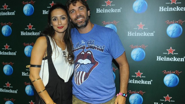 Marcelo Farias e Camila Lucciola no camarote Heineken na Cidade do Rock