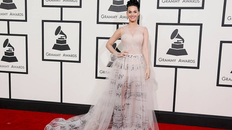 Katy Perry na chegada para a premiação do Grammy 2014, em Los Angeles