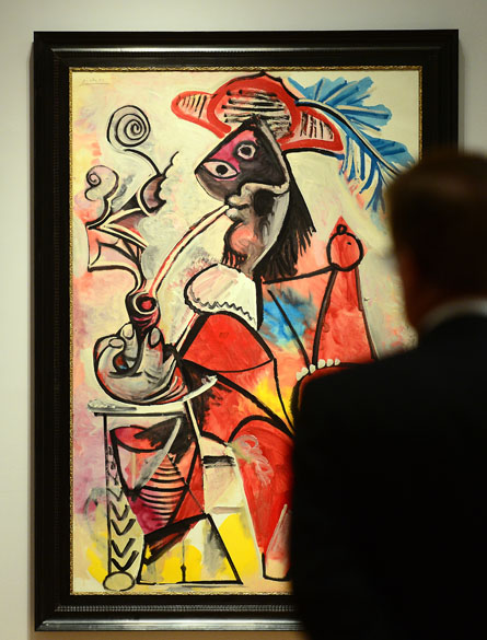 Obra Mousquetaire a la Pipe de Pablo Picasso, é exposta durante leilão em Nova York