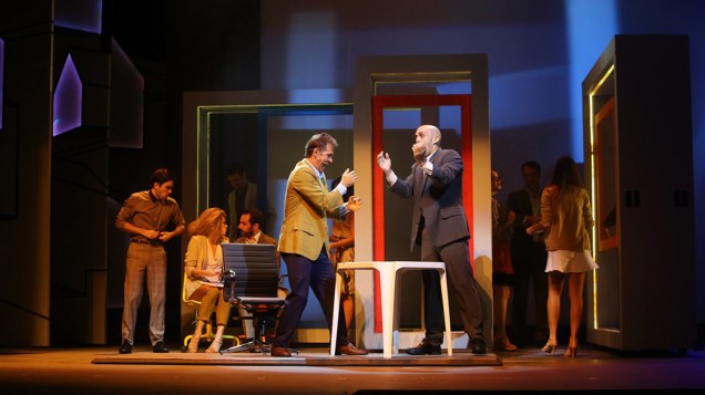 O ator Nelson Freitas durante o ensaio do musical Se Eu Fosse Você, no Teatro Oi Casa Grande, no Rio
