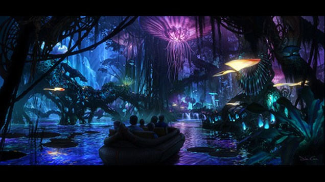 Uma viagem noturna por Pandora reproduzirá a famosa cena em que os alienígenas passeiam entre plantas luminosas