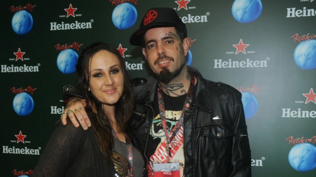Tico Santa Cruz e Luciana Rocha no camarote da Heineken durante o quarto dia do Rock in Rio 2013