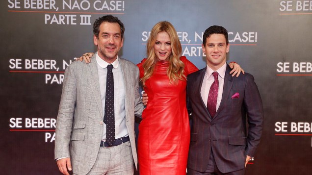 O diretor Todd Phillips, a atriz Heather Graham (a prostituta Jade) e o ator Justin Bartha (o Doug), no Cine Odeon, no Rio