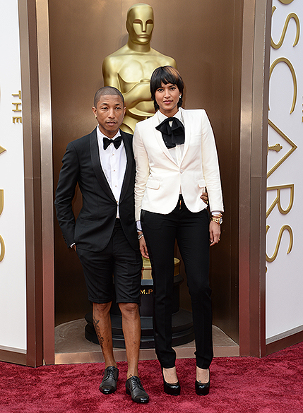 Pharrell Williams e Helen Lasichanh no tapeto vermelho do Oscar 2014