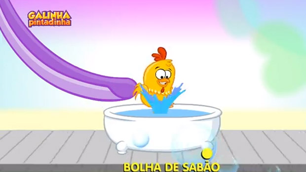 Cena do clipe 'Bolha de Sabão', da Galinha Pintadinha