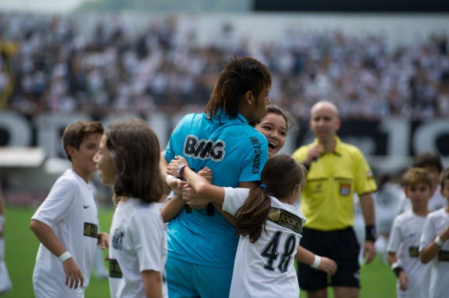 Festa do centenário do Santos, na Vila Belmiro, com a presença de Neymar, Pelé e de vários outros ídolos do clube, além do governador Geraldo Alckmin, torcedor da equipe