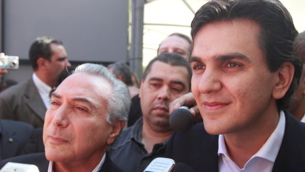 O então vice-presidente Michel Temer e Gabriel Chalita, candidato derrotado a prefeito de São Paulo