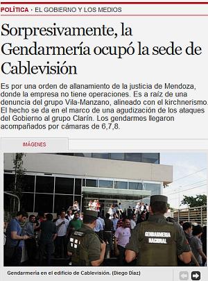 Chamada do jornal 'Clarín' sobre invasão militar