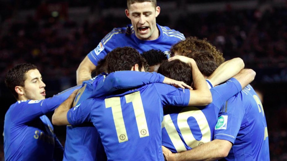 Jogadores do Chelsea comemoram gol marcado na estreia no Mundial de Clubes