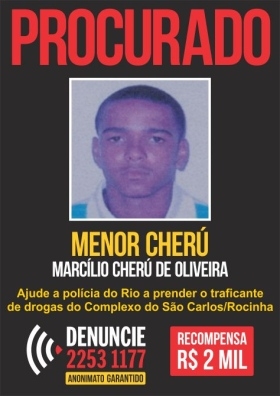 Cheru, o chefe do tráfico do São Carlos capturado na madrugada de segunda-feira, após tiroteio na favela