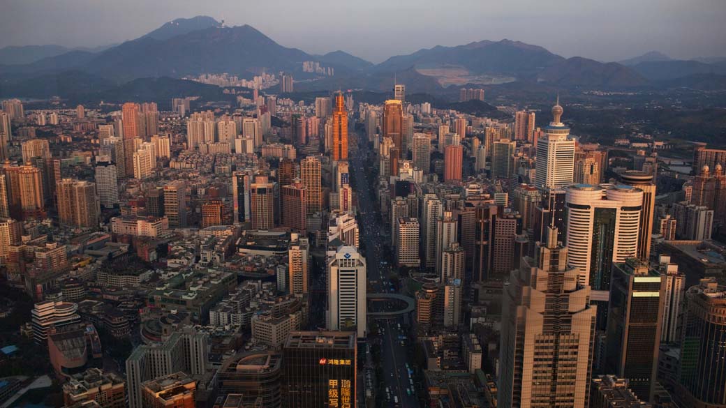 A vista de Shenzhen, na China, do 69° andar do edifício Shun Hing Square