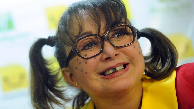 A atriz Maria Antonieta de Las Nieves, que interpreta a personagem Chiquinha no seriado "Chaves", durante coletiva de imprensa