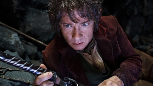 Bilbo Bolseiro (interpretado por Martin Freeman) em cena do filme O Hobbit - A Desolação de Smaug