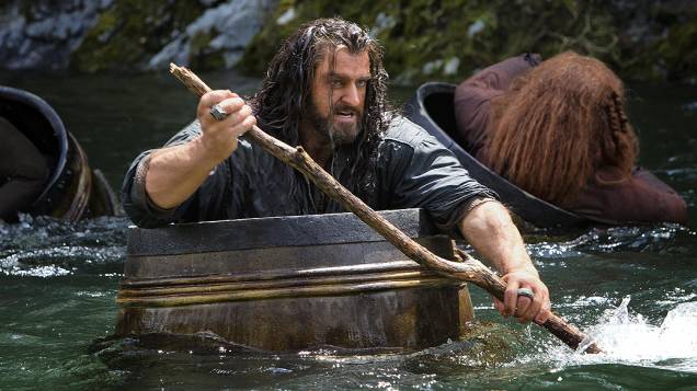 O anão Thorin (interpretado por Richard Armitage) em cena do filme O Hobbit - A Desolação de Smaug