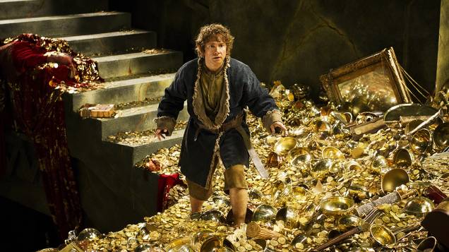 Bilbo Bolseiro (interpretado por Martin Freeman) em cena do filme O Hobbit - A Desolação de Smaug