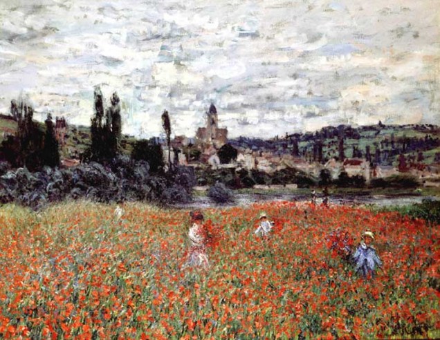 Reprodução da obra "Campo de Papoulas perto de Vétheuil", de 1879, de Claude Monet. A obra foi roubada junto com telas de Cézanne, Van Gogh e Degas, avaliadas em 164 milhões de dólares, em janeiro de 2008, em um museu de Zurique, Suíça