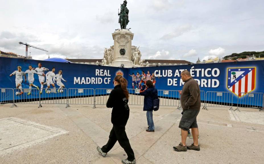 Lisboa no clima da final da Liga dos Campeões 2014, entre Real Madrid e Atlético de Madri