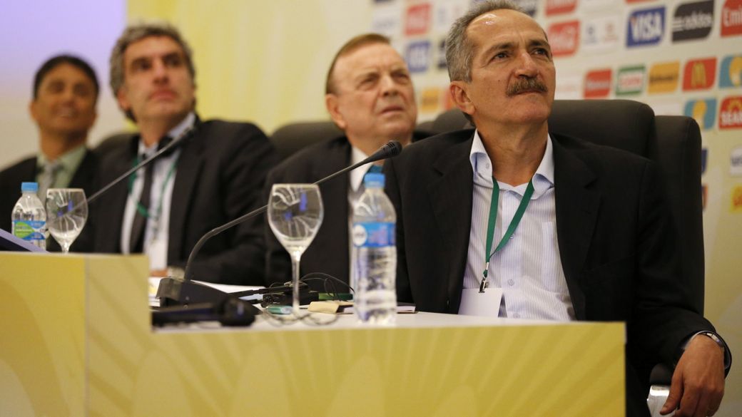 Encontro no Riocentro: Bebeto, Walter de Gregorio, da Fifa, o presidente da CBF e do COL, José Maria Marin, e o ministro do Esporte, Aldo Rebelo, nesta quinta-feira