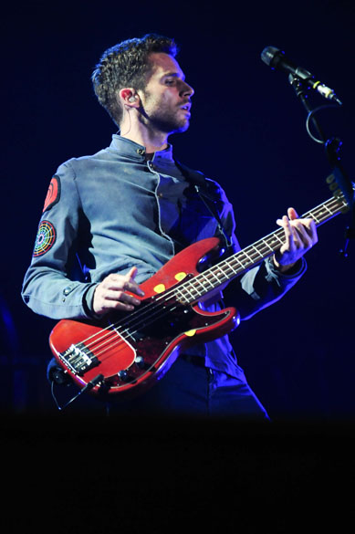 Coldplay durante o show no palco Mundo, no sexto dia do Rock in Rio, em 01/10/2011