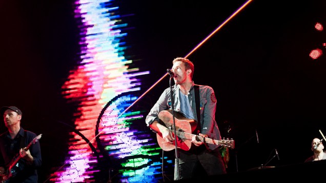 Coldplay durante o show no palco Mundo, no sexto dia do Rock in Rio, em 01/10/2011