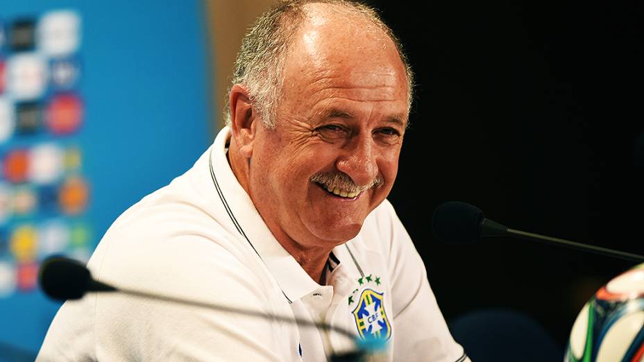 O técnico Luiz Felipe Scolari durante coletiva de imprensa antes do jogo contra a Alemanha, em Belo Horizonte