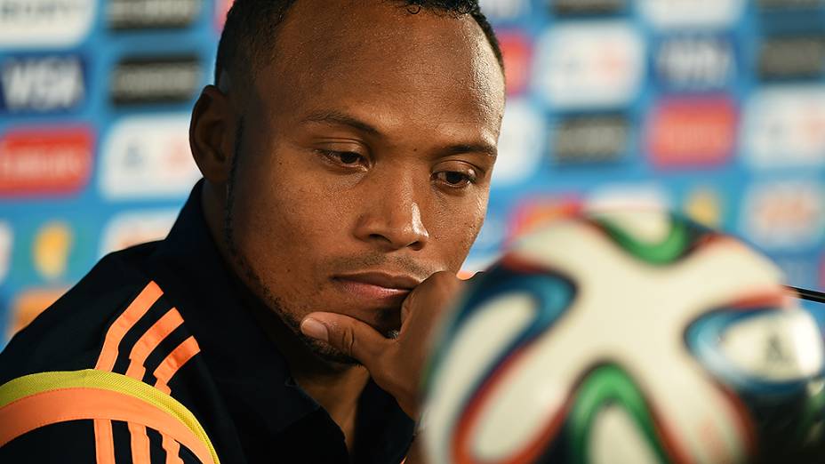 O colombiano Juan Zuñiga durante coletiva de imprensa antes do jogo contra o Brasil