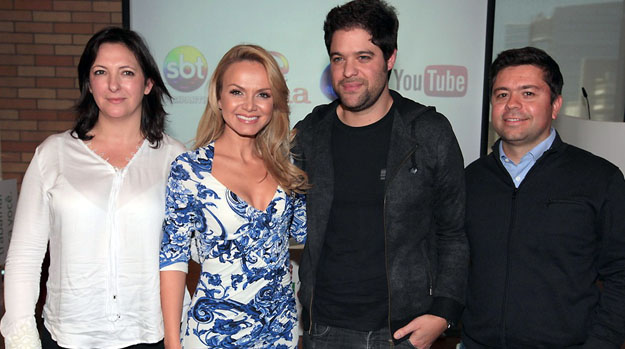 Juliana Algañaraz, diretora geral da Endemol Brasil, Eliana, Ariel Jacobowitz e Álvaro Paes de Barros, diretor de conteúdo do YouTube Brasil