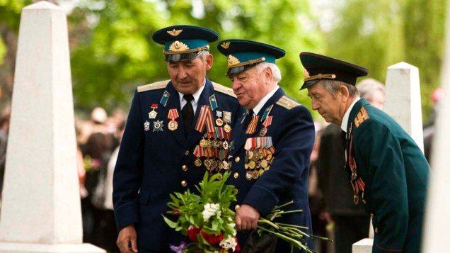 Veteranos da 2ª Guerra Mundial celebram o Dia da Vitória na cidade de Chisinau, Moldávia