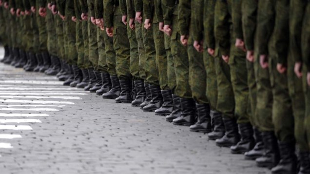 Soldados russos durante celebração do Dia da Vitória em Moscou, Rússia