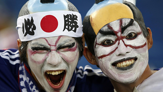 Japoneses durante partida contra a Grécia, em Natal