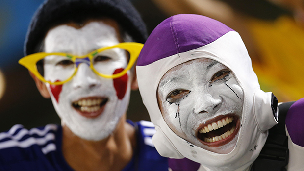 Japoneses durante partida contra a Grécia, em Natal